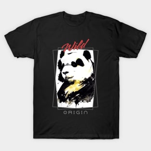 Panda Bear Wild Nature Free Spirit Art Brush Painting T-Shirt